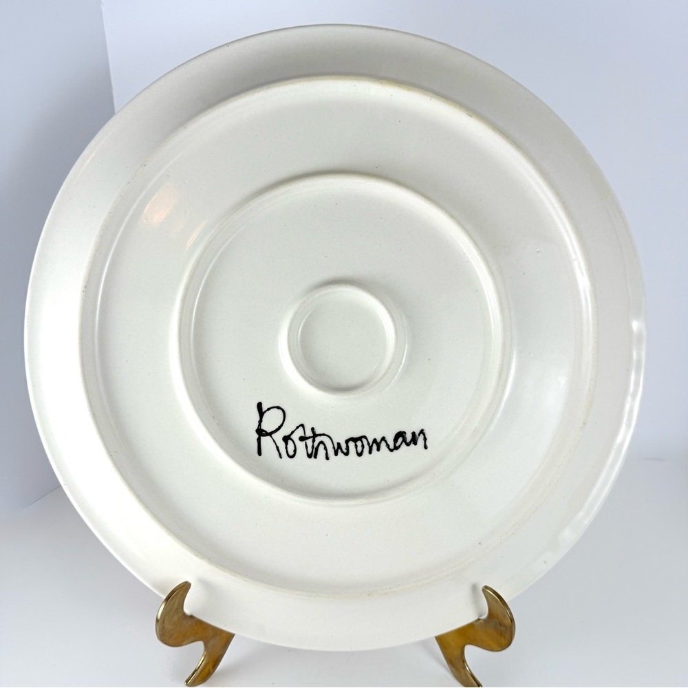 Vintage Janet Rothwoman Pottery Chef Platter 1970s CA Ceramic Hand Painted 13.5โ - Picture 7 of 12